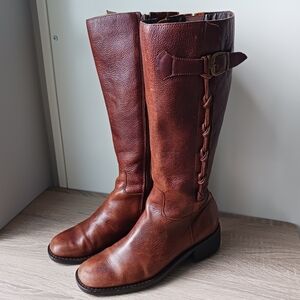 Vintage Leather Knee High Heeled Boots